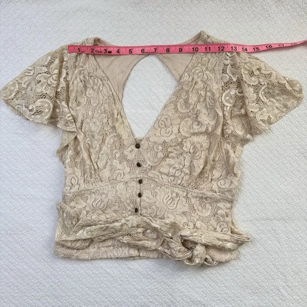 NWT Anthropologie Lioness Sleeve Blouse Tan Women's Size M - Picture 5 of 7